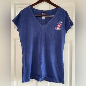 Harley Davidson Black Wolf Bristol, Va Navy V-Neck Women’s Size XL